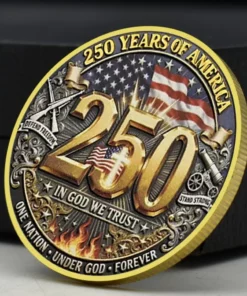 2026 USA 250th Anniversary Coin - God Bless America Faith Freedom Golden Medal Coin