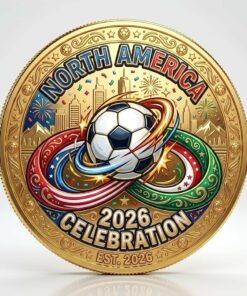 2026 Soccer Commemorative Coin in Minimalist Flat Design – Collectible Medal for North America Fans
