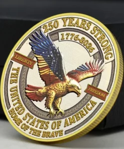 2026 USA 250th Anniversary Coin - Freedom Eagle Flags Golden Challenge Medal