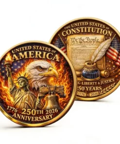 2026 USA 250th Anniversary Coin Liberty Eagle Constitution Patriotic Gift Decor
