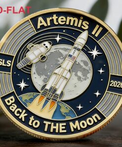 Flat Artemis II SLS Moon Mission 2026 Commemorative Coin Souvenir Back to The Moon Pattern Artistic