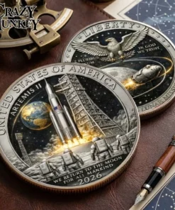 Artemis II 2026 Return to the Moon Silver Coin Lunar Flyby Souvenir Gift