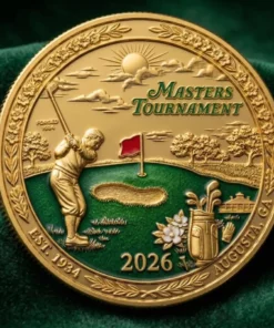 2026 Masters Golf Tournament Commemorative Coin Augusta Georgia Gold Plated Gift