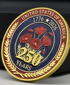 2026 USA 250th Anniversary Coin - Liberty Bell Poppies American Heritage Medal
