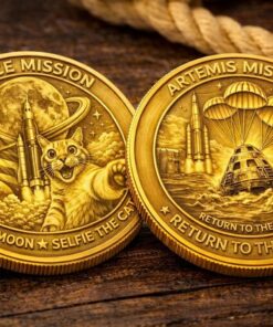 Funny Cat Selfie Artemis II Moon Mission 2026 Commemorative Coin