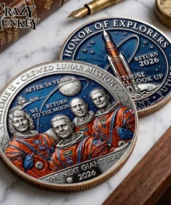 Honor Of Explorers Artemis II Coin NASA Space Mission Lunar 2026 Souvenir Gift