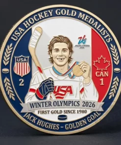 Jack Hughes 2026 Winter Olympics Gold Medal Commemorative Coin