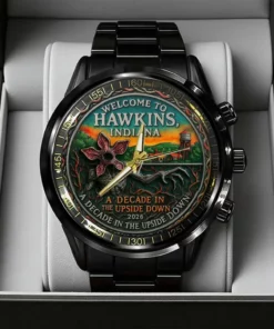 Stranger Things 10th Anniversary Coin 2026 Black Stainless Steel Watch