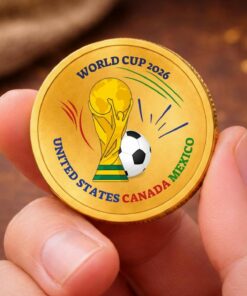 World Cup 2026 Commemorative Coin Gold: Soccer Fan Collectible USA Canada Mexico Tournament Coin