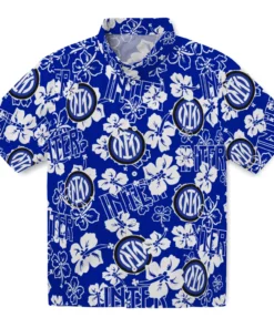 Inter Milan Hibiscus Bloom Hawaiian Shirt
