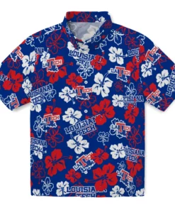 LA Tech Hibiscus Bloom Hawaiian Shirt
