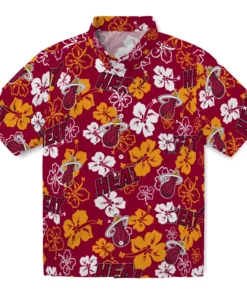 Miami Heat Hibiscus Bloom Hawaiian Shirt
