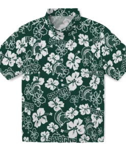 Michigan State Spartans Hibiscus Bloom Hawaiian Shirt