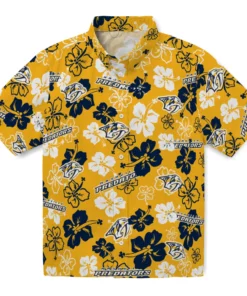 Nashville Predators Hibiscus Bloom Hawaiian Shirt