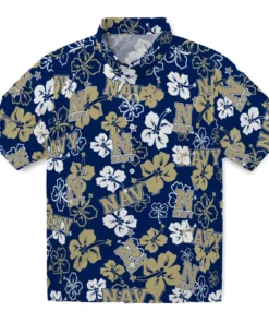 Navy Midshipmen Hibiscus Bloom Hawaiian Shirt