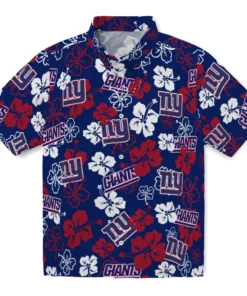 New York Giants Hibiscus Bloom Hawaiian Shirt