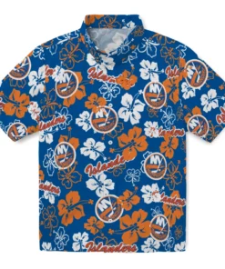 New York Islanders Hibiscus Bloom Hawaiian Shirt