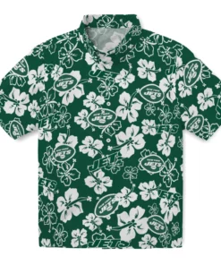 New York Jets Hibiscus Bloom Hawaiian Shirt