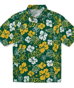 North Dakota State Bison Hibiscus Bloom Hawaiian Shirt