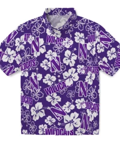 Northwestern Wildcats Hibiscus Bloom Hawaiian Shirt