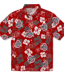 Ohio State Buckeyes Hibiscus Bloom Hawaiian Shirt