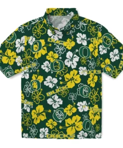 Oregon Ducks Hibiscus Bloom Hawaiian Shirt