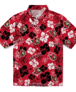 Ottawa Senators Hibiscus Bloom Hawaiian Shirt