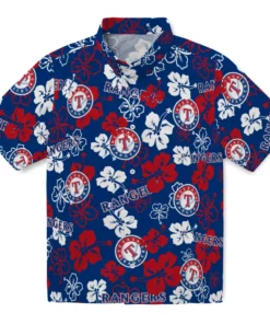Texas Rangers Hibiscus Bloom Hawaiian Shirt