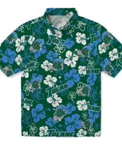 Tulane Wave Hibiscus Bloom Hawaiian Shirt
