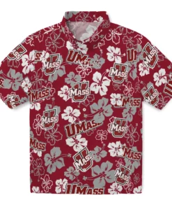 UMass Minutemen Hibiscus Bloom Hawaiian Shirt