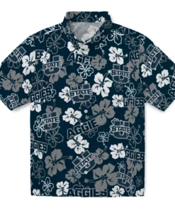 Utah State Aggies Hibiscus Bloom Hawaiian Shirt
