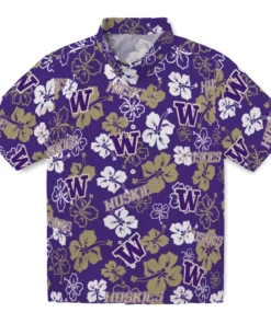 Washington Huskies Hibiscus Bloom Hawaiian Shirt