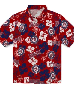Washington Nationals Hibiscus Bloom Hawaiian Shirt