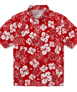 Wisconsin Badgers Hibiscus Bloom Hawaiian Shirt