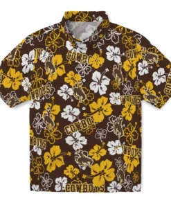 Wyoming Cowboys Hibiscus Bloom Hawaiian Shirt