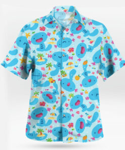 Aqua Blue Mudkip Pokemon Kawaii Tropical Hawaiian Shirt