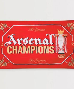 Arsenal Champions 2025-2026 Gothic Trophy Flag