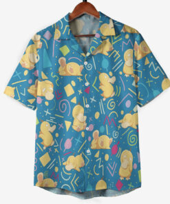 Psyduck Retro Pattern Pokémon Hawaiian Shirt