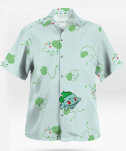 Bulbasaur Pokémon Hawaiian Shirt Cute Green Leaf Print