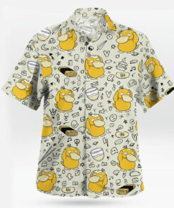 Cream Psyduck Doodle Pattern Pokémon Hawaiian Shirt