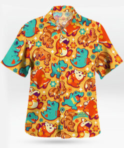 Totodile Crocodile Rock Button Up Hawaiian Shirt Retro Tropical Party Style
