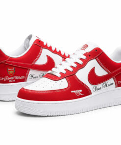 Custom Name Arsenal FC Gunners Champions Graphic Air Force 1 Shoes Sneakers for Soccer Fans