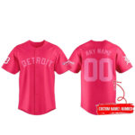 Custom Name and Number Detroit Tigers Pink Out The Park Baseball Jersey – Personalized Fan Button-Up Shirt