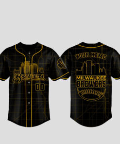 Custom Name and Number Milwaukee Brewers x Back In Black Baseball Jersey