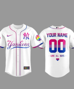 Custom Name and Number New York Yankees Pride Day Love All Ways Graphic Baseball Jersey 2026 for Baseball Fans