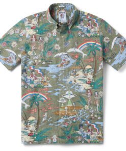 Grateful Dead Far Out Dusty Olive Hawaiian Shirt