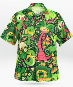 Green Grass Type Pattern Pokemon Hawaiian Shirt For Men And Women