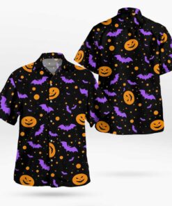 Halloween Bats And Pumpkins Aloha Shirts