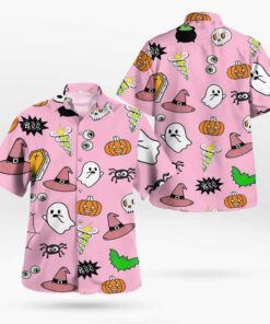 Halloween Pattern Pink Button-Up Shirt