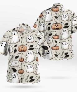 Halloween Pumpkin And Ghost Aloha Shirt